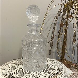 Vintage Heavy Crystal decanter with diamond cut design and matching stopper